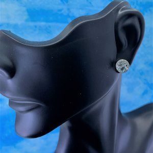 14K Gold Aquamarine & Diamond Stud Earrings